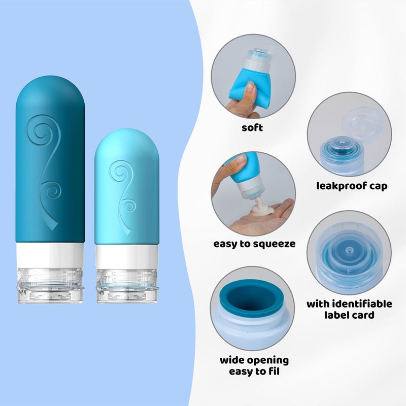 vodvob 16 Pack Travel Bottles Set for Toiletries, TSA Approved Travel Containers Leak Proof Silicone Squeezable Travel Accessories 2oz 3oz for Shampoo Conditioner Lotion Body Wash (BPA Free) (blue) - Image 5